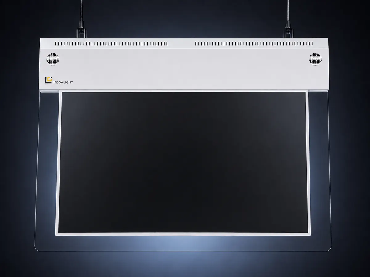 Écran LCD 43 pouces double face suspendu MG-43LG-S2 MEGALIGHT – écran suspendu en vitrine, en stock au Maroc